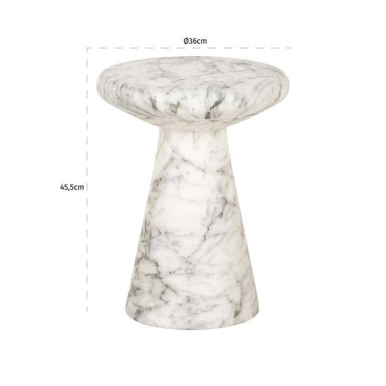 Lohan White Marble Effect Round End Table