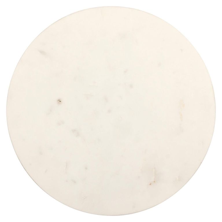 Misty White Marble Round Side Table
