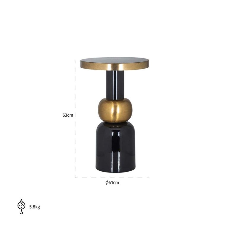 Mose Gold and Black Large Round Side Table