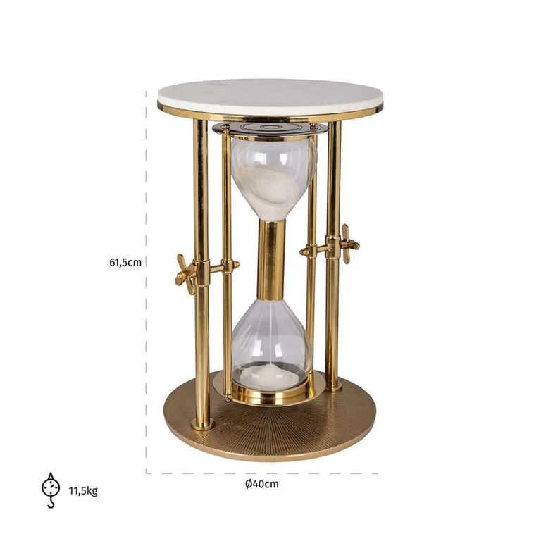 Tempus Gold and White Marble Top Round Side Table