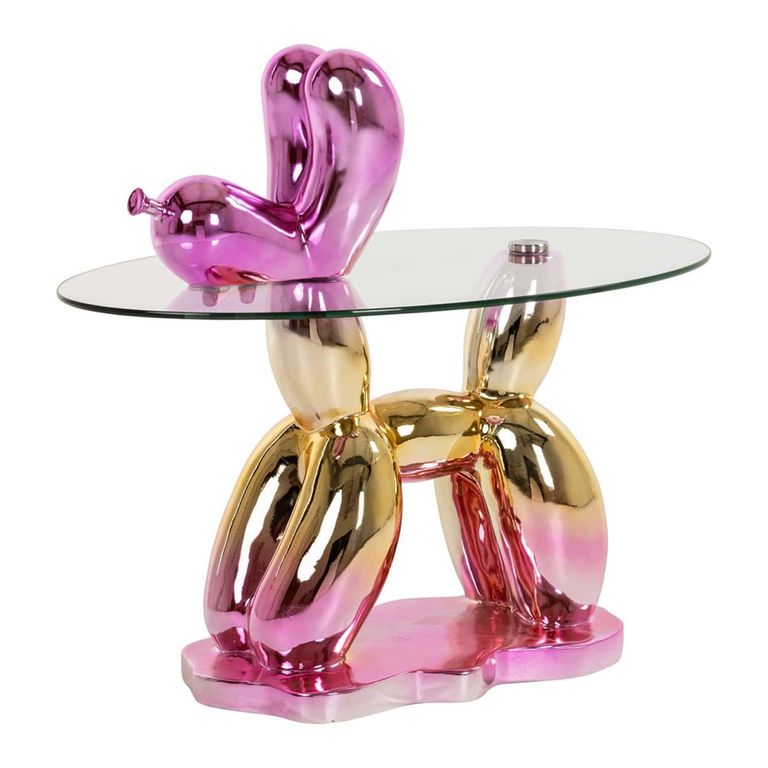 Usha Glass Top Pink End Table