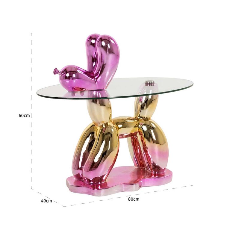 Usha Glass Top Pink End Table