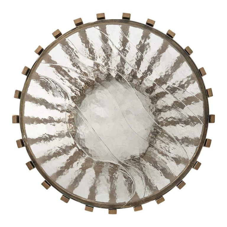 Volante Glass and Gold Round Side Table