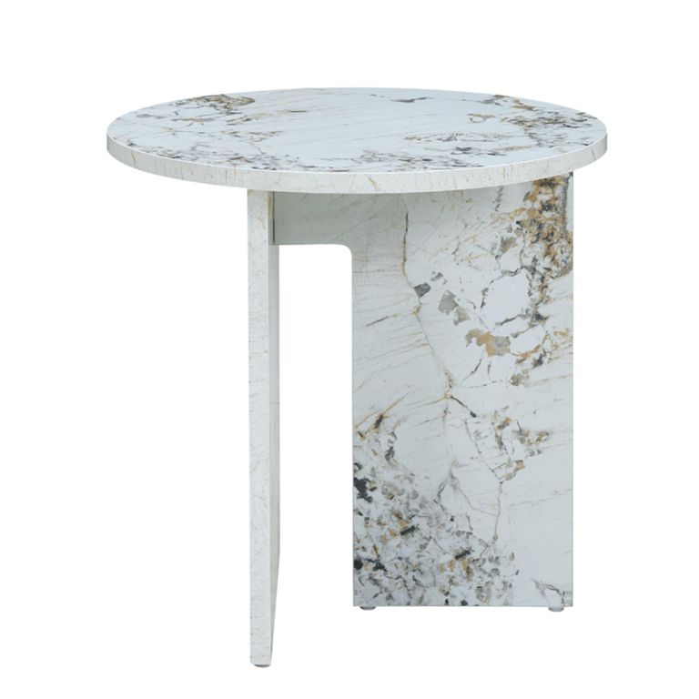 Aura Side Table - Round - Pandora - Marble Effect