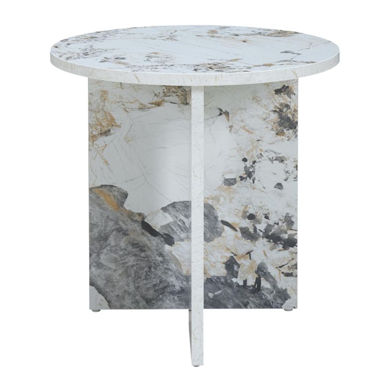 Aura Side Table - Round - Pandora - Marble Effect