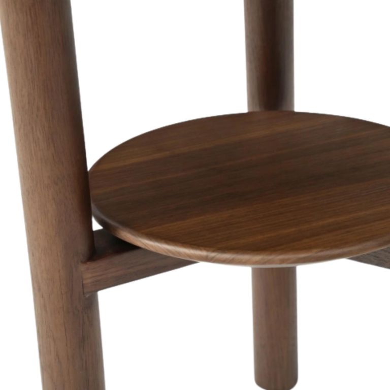 Willow Lamp Table - Round - Tobacco Walnut and Beige - Wood and Marble Effect