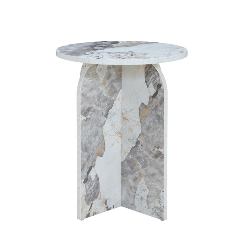 Arco Side Table - Round - Curved Base - Pandora - Marble Effect