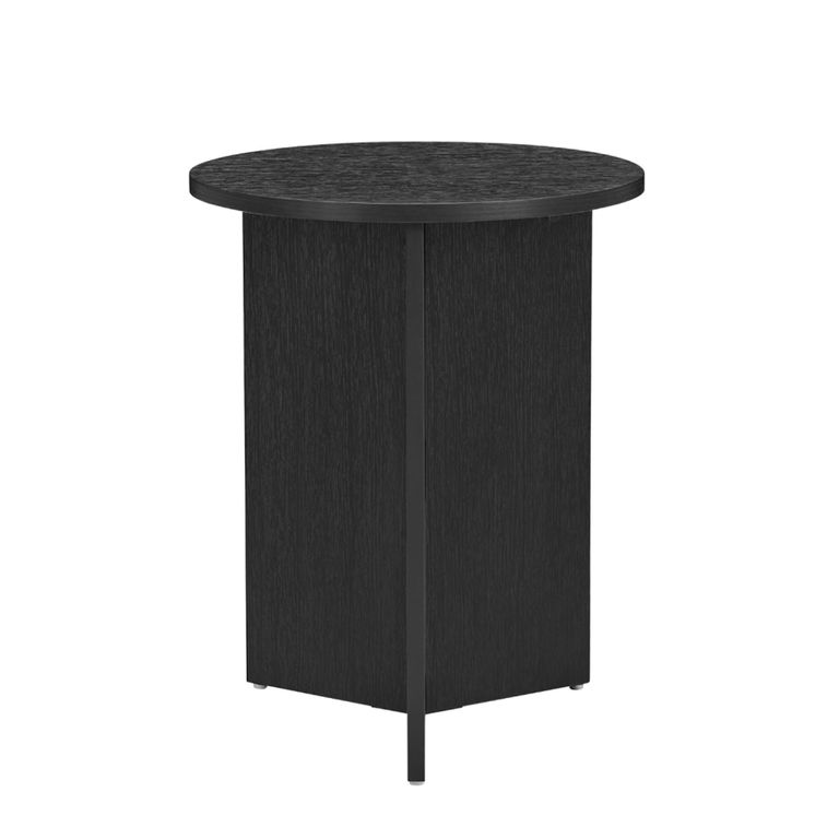 Nova Side Table - Round - Black - Woodgrain