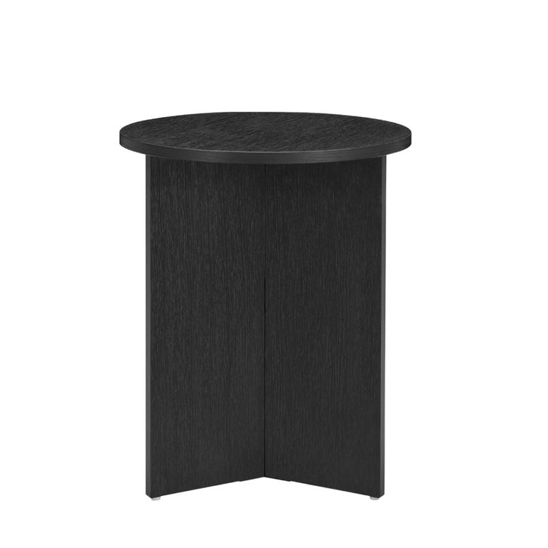 Nova Side Table - Round - Black - Woodgrain
