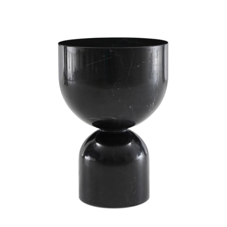 Pepper Side Table - Round - Column Base - Black - Marquina Marble