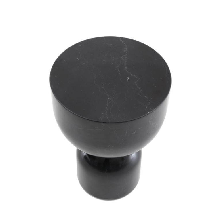 Pepper Side Table - Round - Column Base - Black - Marquina Marble