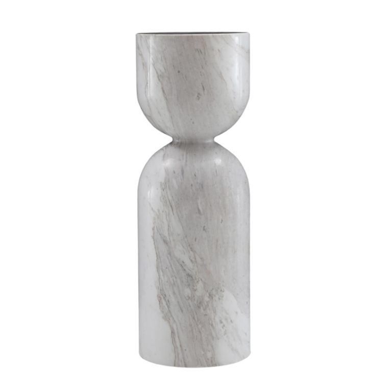 Salt Lamp Table - Round - Column Base - White - Volakas Marble
