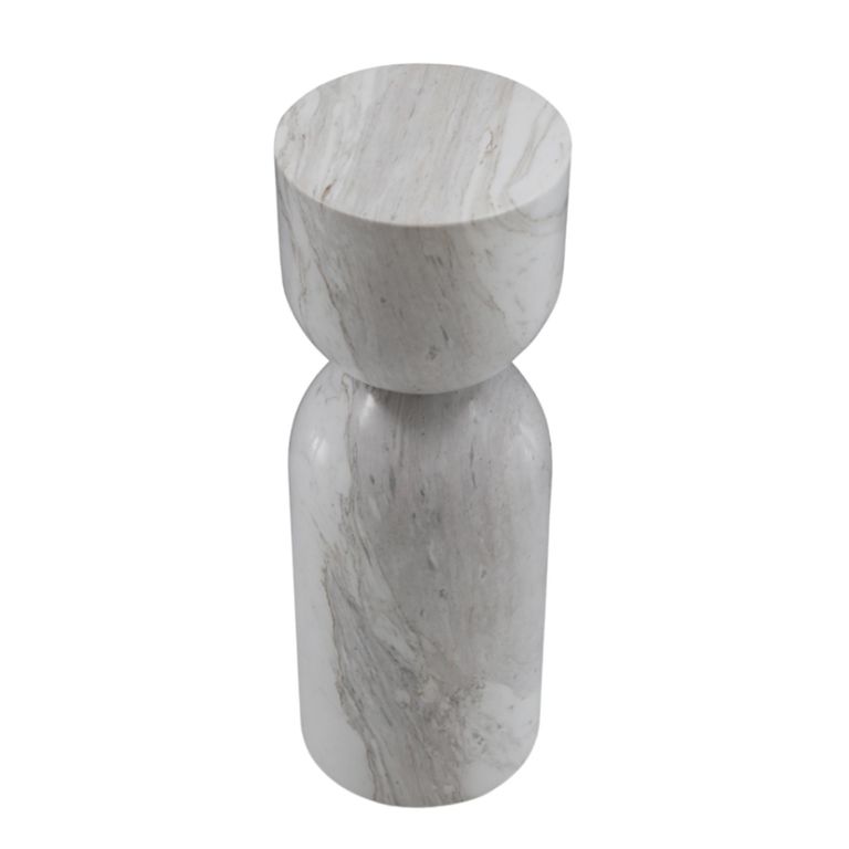 Salt Lamp Table - Round - Column Base - White - Volakas Marble