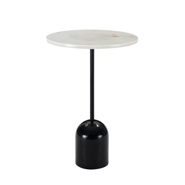 Thyme Lamp Table - Round - White and Black - Marble