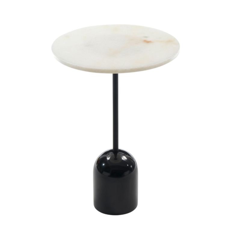 Thyme Lamp Table - Round - White and Black - Marble