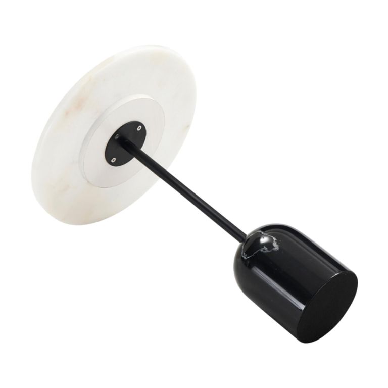 Thyme Lamp Table - Round - White and Black - Marble