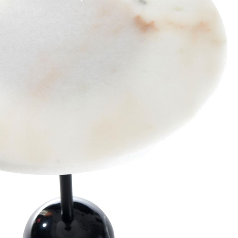Thyme Lamp Table - Round - White and Black - Marble