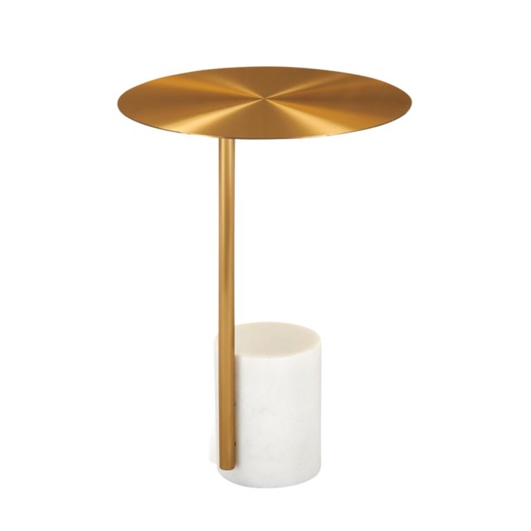 Violet Lamp Table - Round - Gold and White - Stainless Steel and Marble