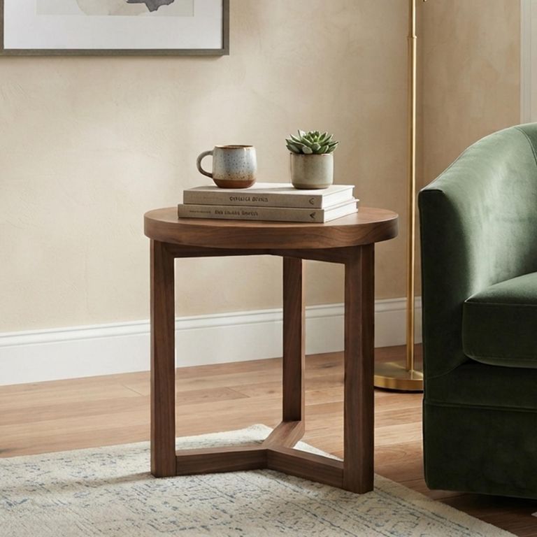 Iris Lamp Table - Round - Walnut - Wood