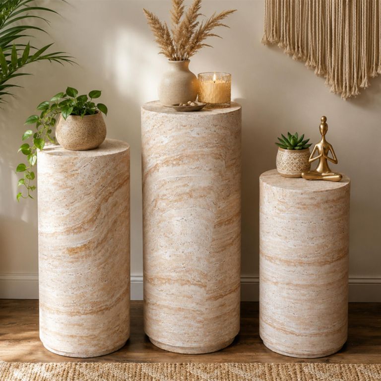 Column Table - Round - Large - Natural Stone Finish