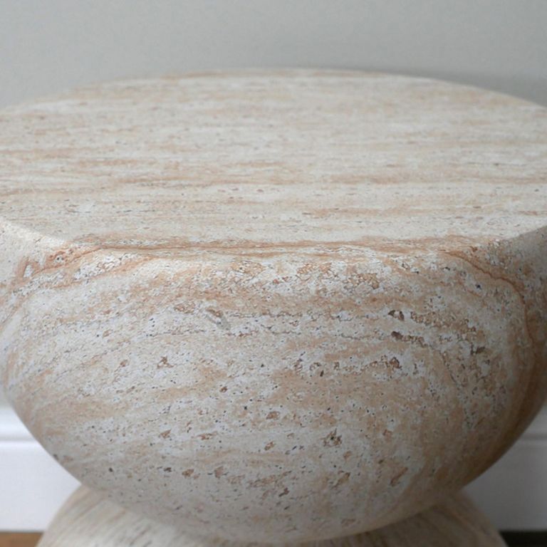 Side Table - Round - Natural Stone Finish - 39cm
