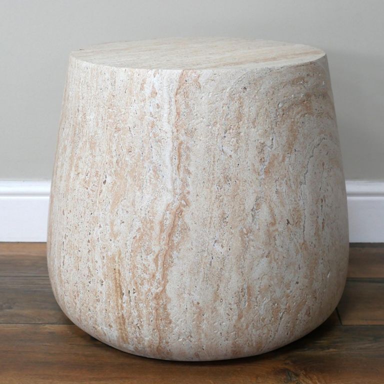 Side Table - Round - Natural Stone Finish - 46cm