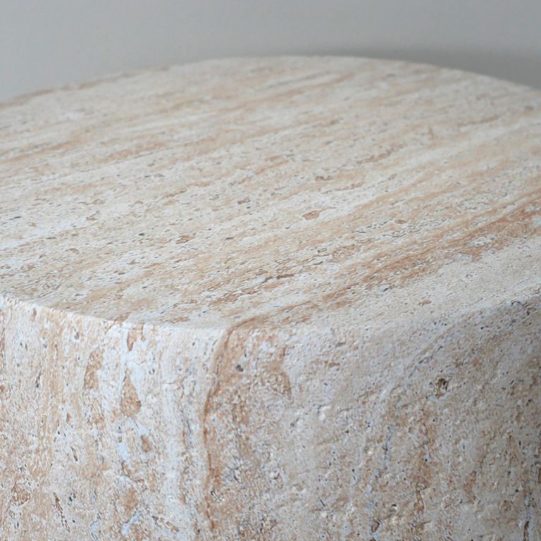 Side Table - Round - Natural Stone Finish - 46cm