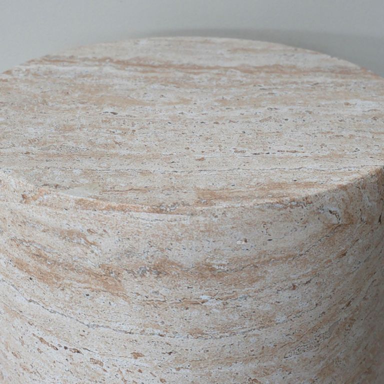 Column Narrow Table - Round - Small - Natural Stone Finish
