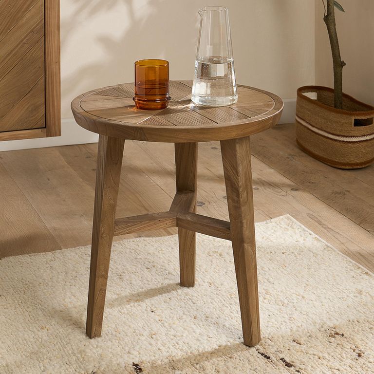 Sorrento Side Table - Round - Chevron - Elm Wood