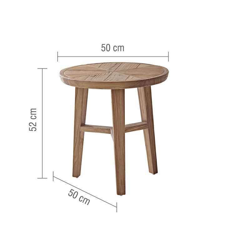 Sorrento Side Table - Round - Chevron - Elm Wood