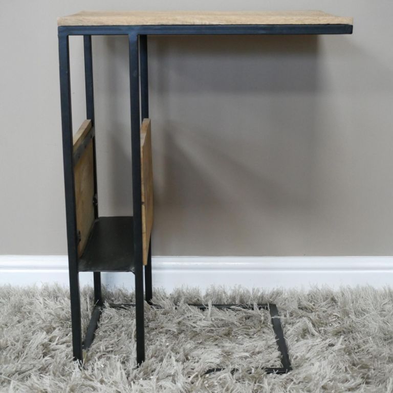 Side Table - Black - Mango Wood and Metal
