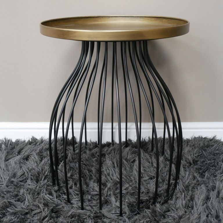 Side Table - Round - Large - Black and Gold - Metal