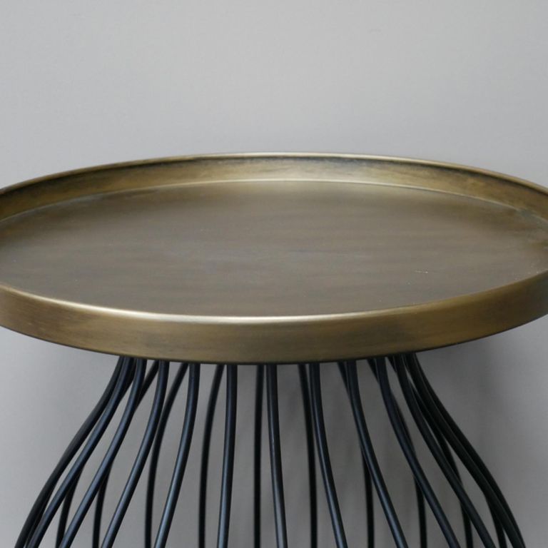 Side Table - Round - Large - Black and Gold - Metal