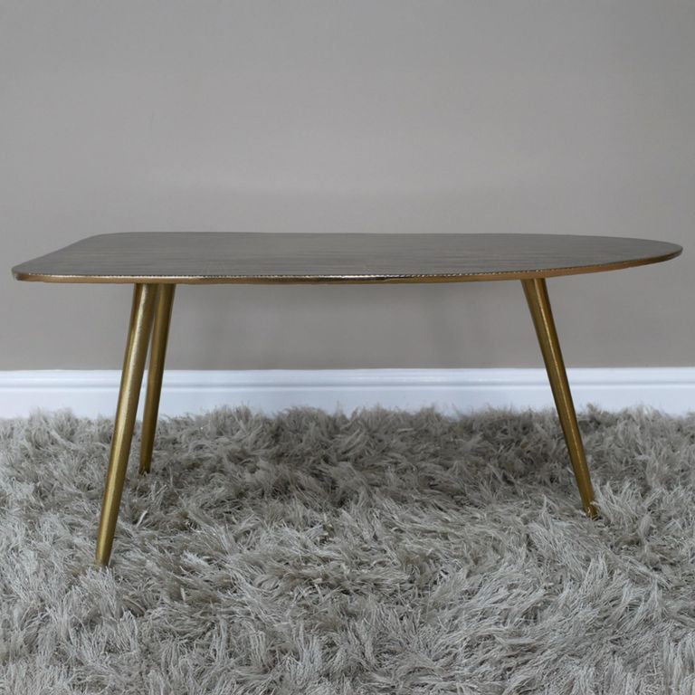 Side Table - Set of 3 - Abstract - Black and Gold - Aluminium