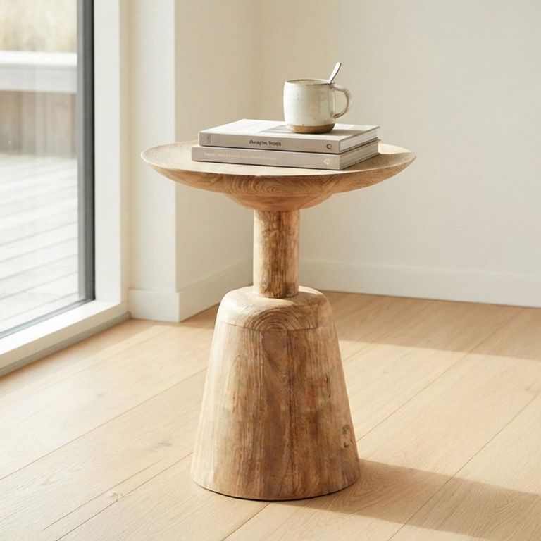 Groove Side Table - Round - Natural - Mango Wood