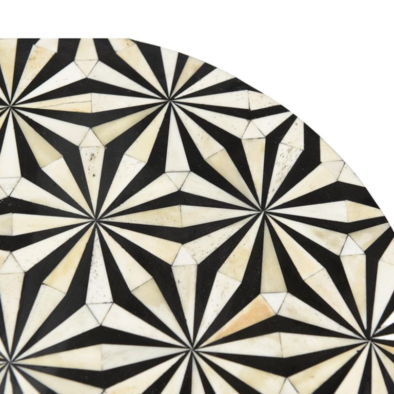 Delhi Side Table - Round - Geometric - Black - Bone Inlay and Metal