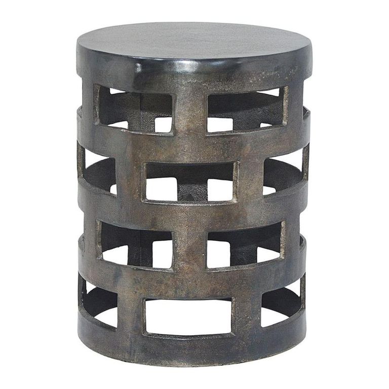 Elias Side Table - Geometric Design - Round - Black - Aluminium