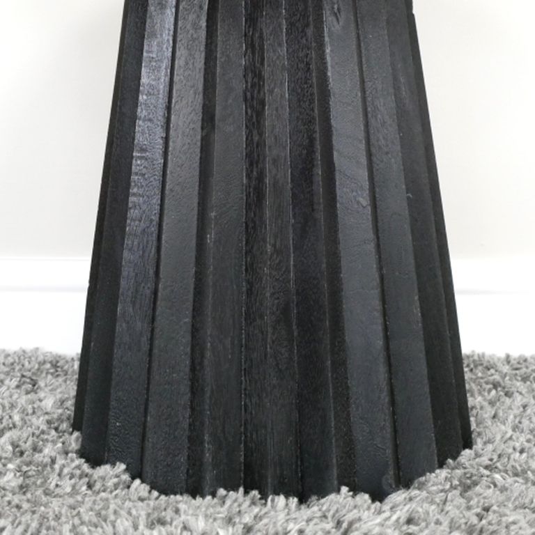 Side Table - Round - Fluted Base - Natural and Black - Mango Wood