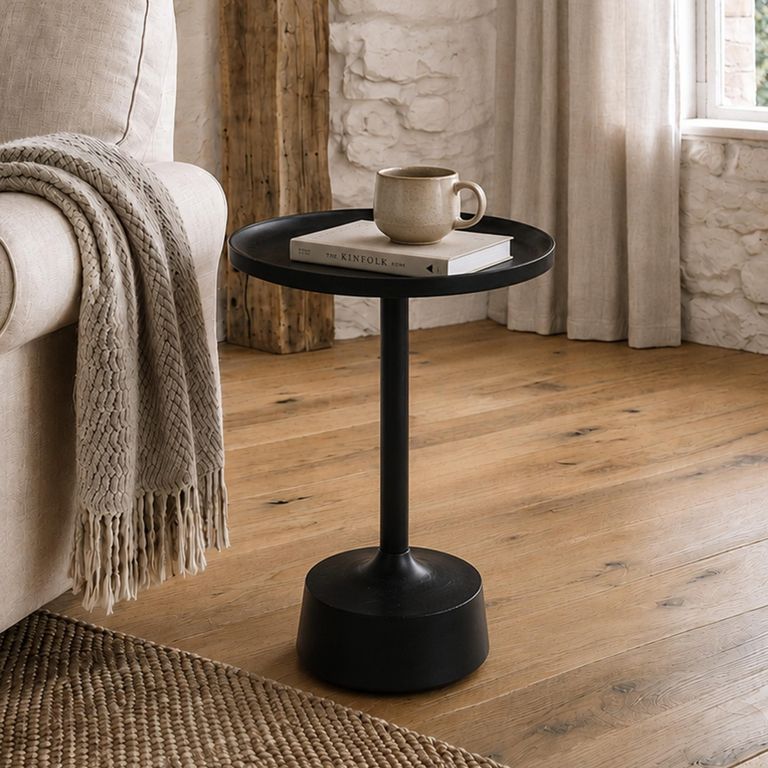 Faye Side Table - Round - Tall - Matt Black - Aluminium