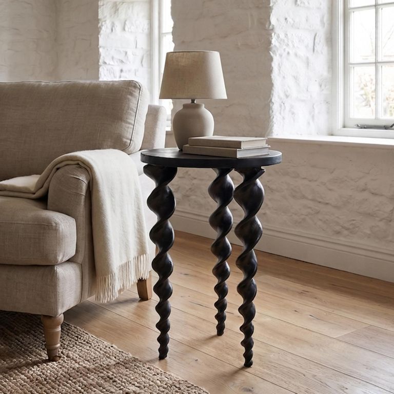 Pico Side Table - Round - Twisted Base - Black - Aluminium