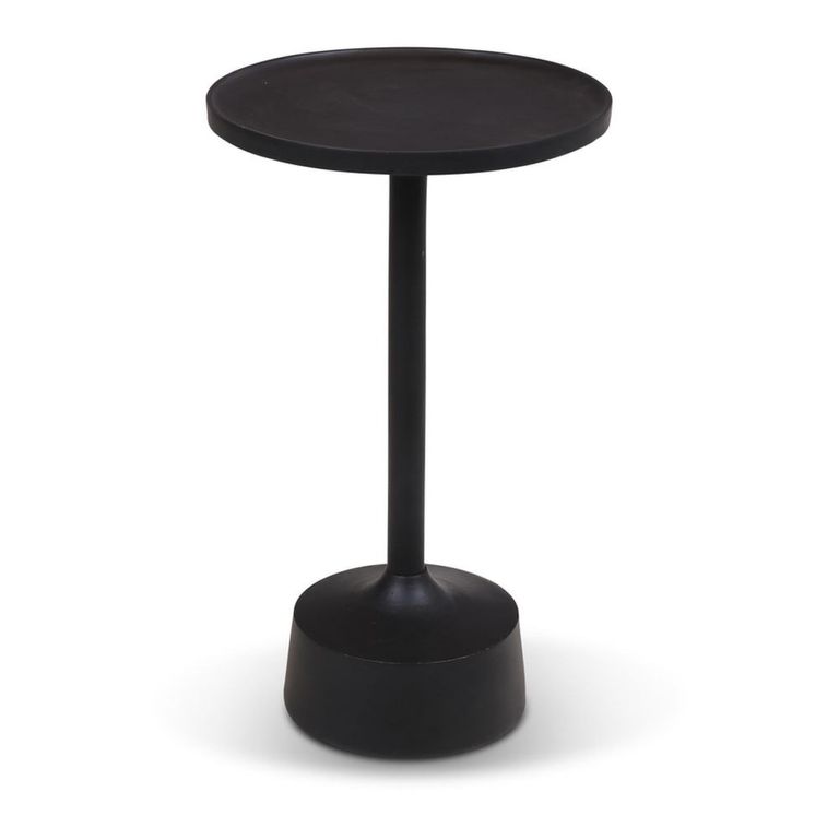 Faye Side Table - Round - Tall - Matt Black - Aluminium