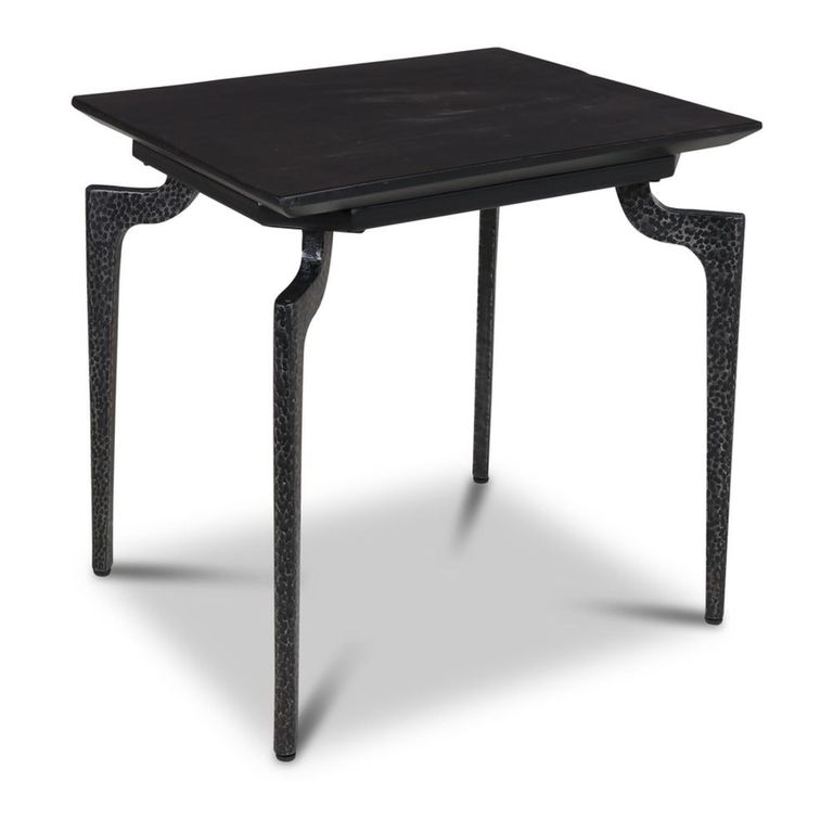 Jake Side Table - Curved Leg - Black - Recycled Wood and Metal