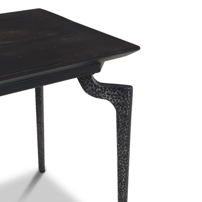 Jake Side Table - Curved Leg - Black - Recycled Wood and Metal
