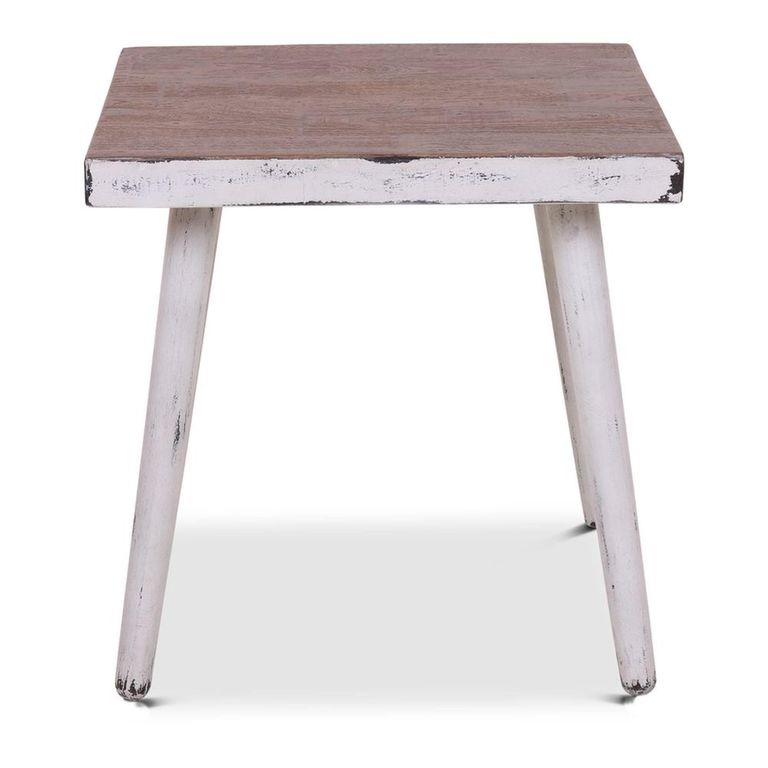 Jeff Side Table - Distressed White - Mango Wood