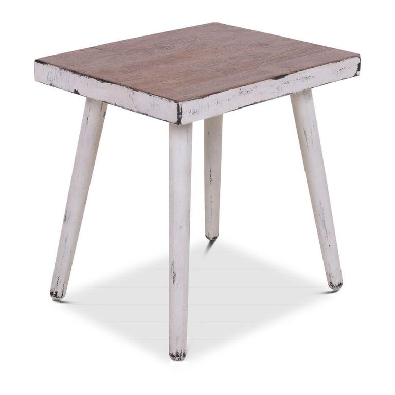 Jeff Side Table - Distressed White - Mango Wood