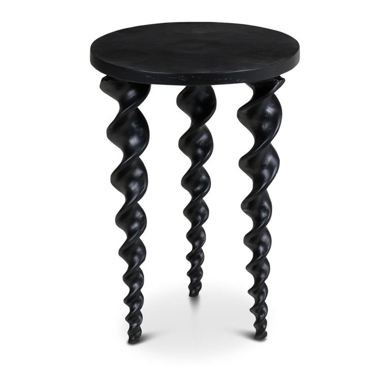 Pico Side Table - Round - Twisted Base - Black - Aluminium