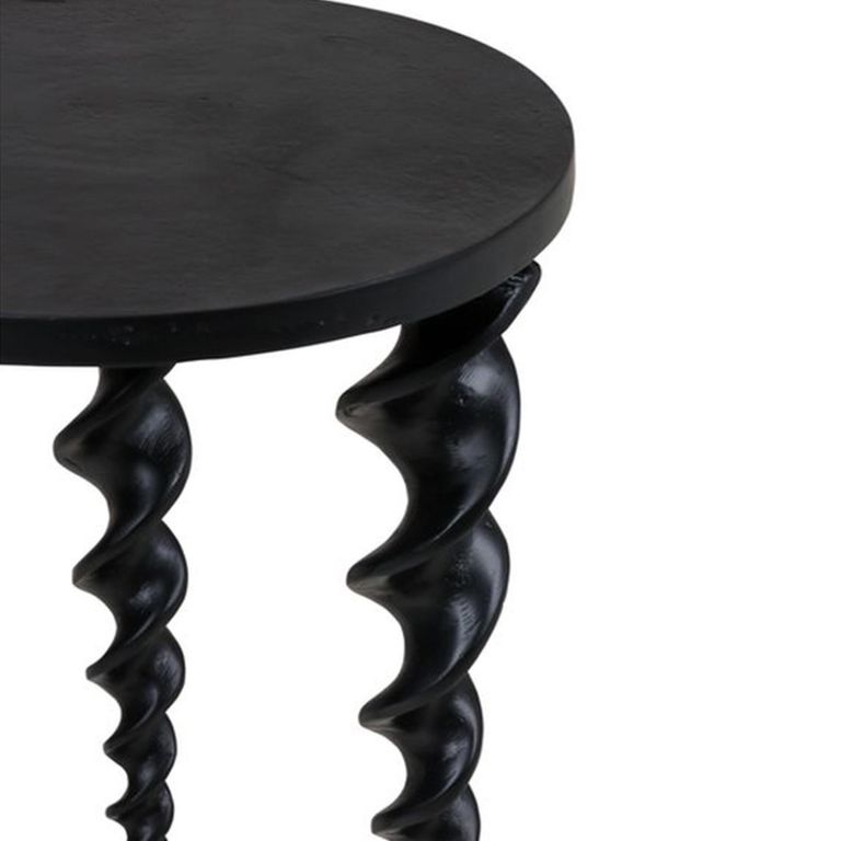 Pico Side Table - Round - Twisted Base - Black - Aluminium