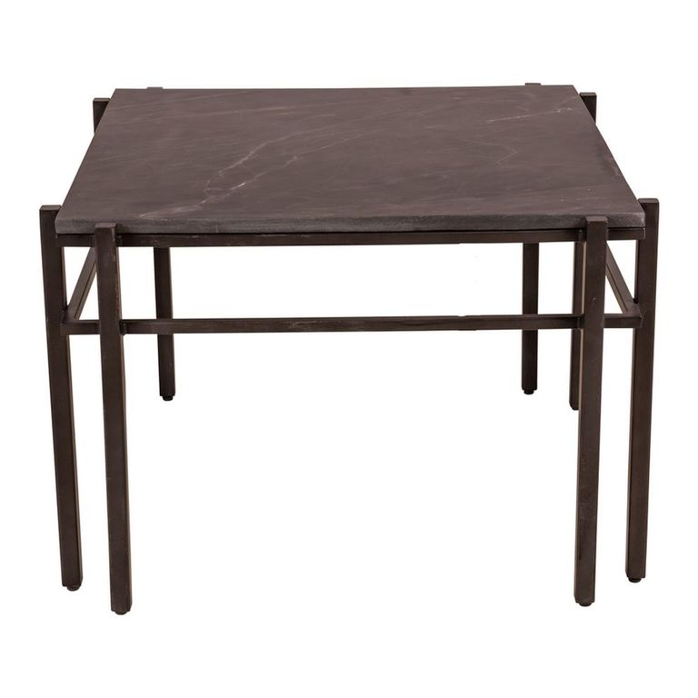 Sarzana Side Table - Square - Black - Marble and Metal
