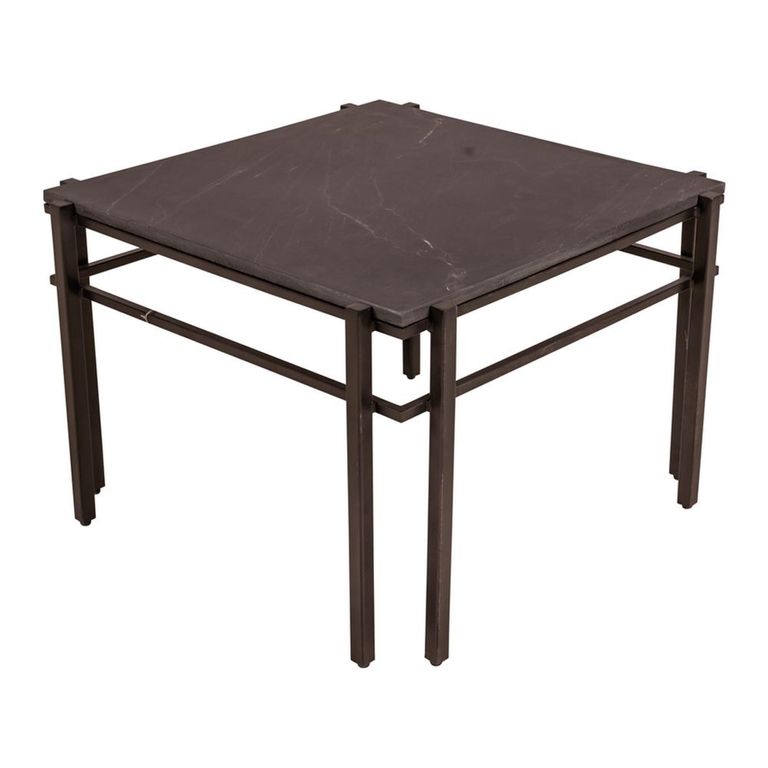 Sarzana Side Table - Square - Black - Marble and Metal