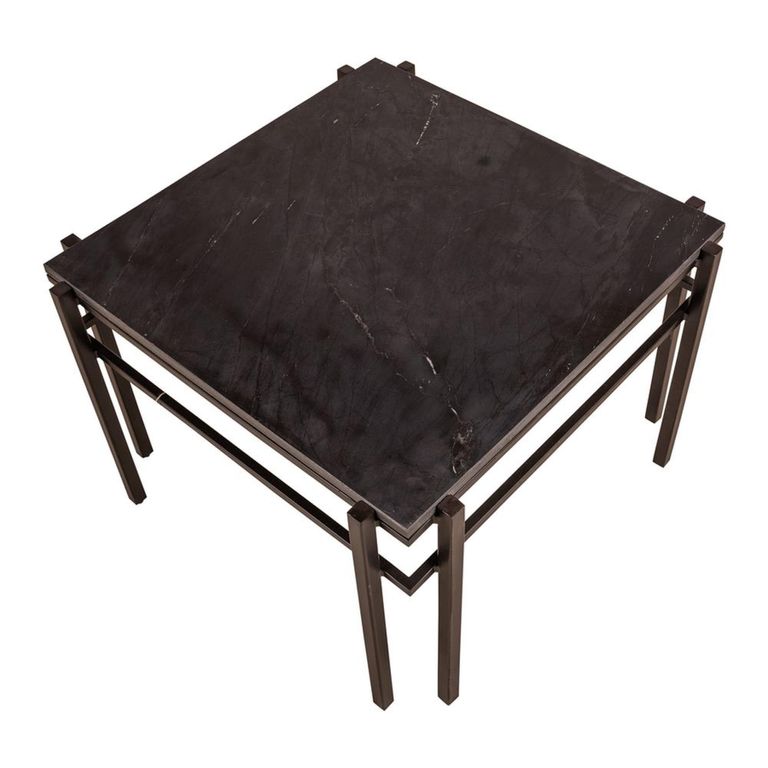 Sarzana Side Table - Square - Black - Marble and Metal